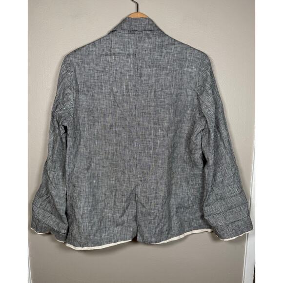 Anny Jacobson Lagenlook Micro Houndstooth Linen Blazer size M - Picture 2 of 10